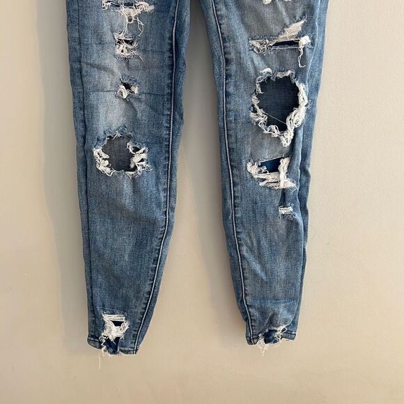 American Eagle Curvy Hi-Rise Jegging Next Level Stretch Jeans Destroyed, 00 Shor - Picture 5 of 12